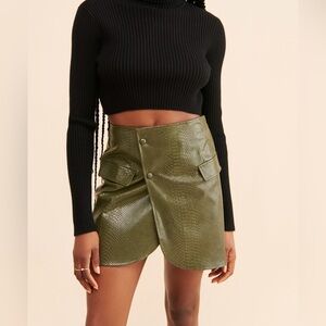 Faux Crocodile Wrap Mini Skirt